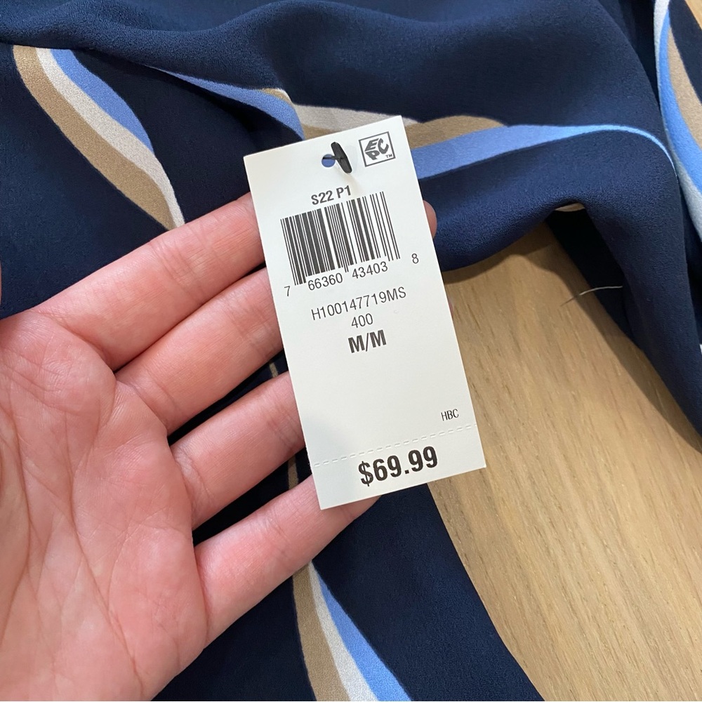 Alfani | Navy Crossover Hem Long Sleeve Blouse NWT - Picture 5 of 12